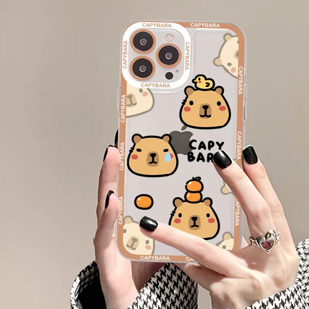 Cartoon Capybara Phone Case For iPhone 15 14 13 12 11 Pro Max XS X XR Mini Protective Cover