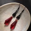 BLINGBAY Women's Pendant Earrings Retro Dark Gothic Style Red Teardrop Pendant Female Exaggerated Earrings Girl Party Birthday Jewelry Gift