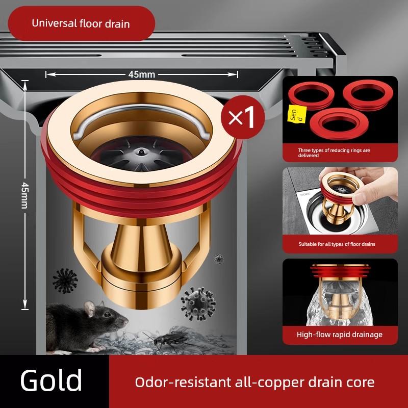 Germany's 2026 New Model All-Copper Floor Drain Deodorizer, Universal Bathroom Sewer Cover To Prevent Odor Backflow
