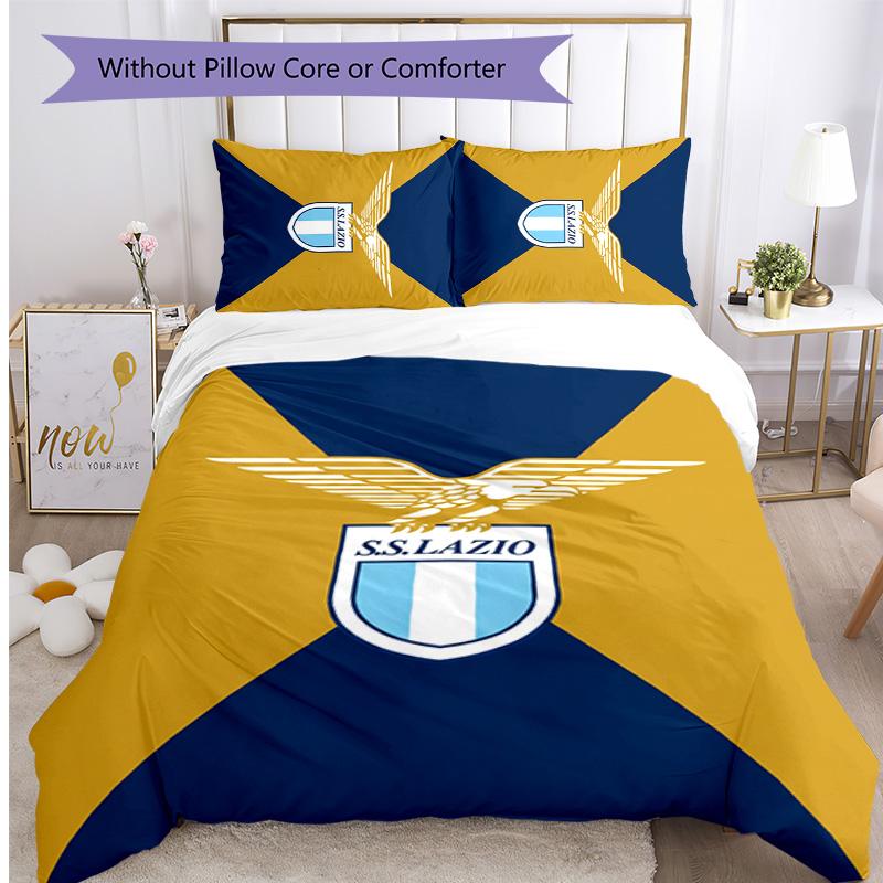 Set Biancheria da Letto 3 Pezzi Stampato Lazio FC Traspirante Copripiumino con Federe Biancheria da Letto Decorativa per Camera da Letto Casa