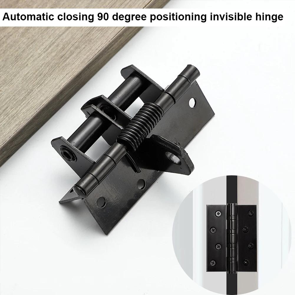 Self Closing Door Hinges Invisible 4 Inch Spring Door Hinge 90-Degree Positioning Heavy Duty Hinges Anti-Rust Household Hardware