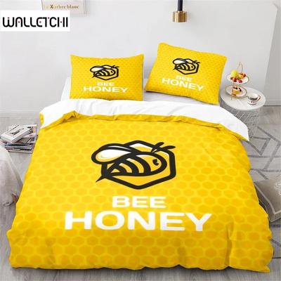 Set Biancheria da Letto Ape Cartone Animato Stampata 3D, Copripiumino Piumone Set Letto Coperta Trapuntata Federa, Dimensioni King Queen Twin Bambini Bambine Adulti