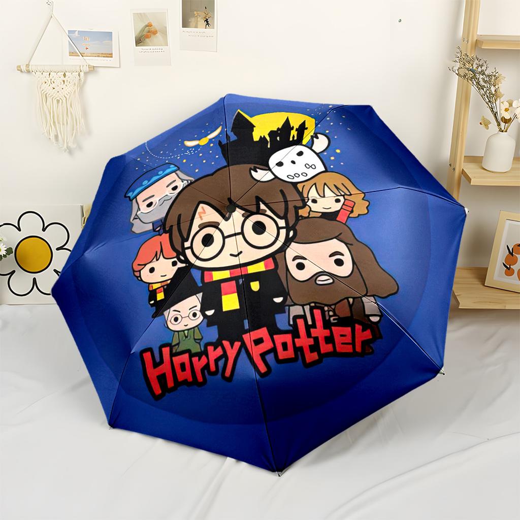 Magic Adventure: Wizard World Outdoor Automatic Umbrella Folding Umbrella with 8 Ribs Sturdy Construction All-Season Use Elegant Women's Umbrella
