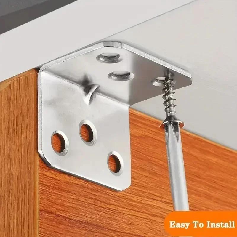 Stainless Steel Right Angle Bracket L Shape Corner Brace Furniture Reinforcement for Table Chair Cabinet Metal Hardware