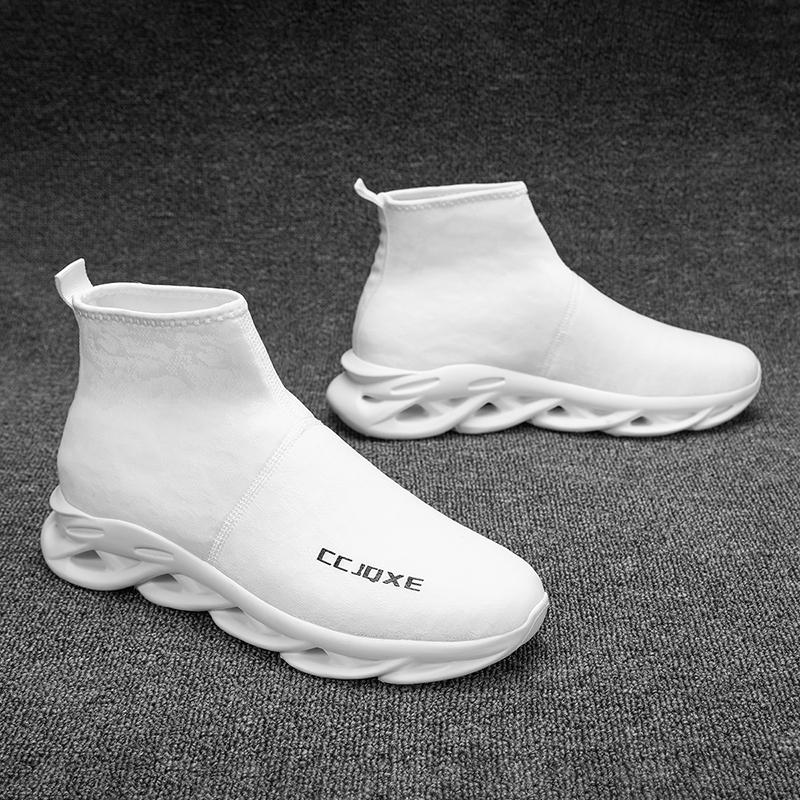 Men's Breathable Casual Sneakers - Non-Slip Outdoor Walking Shoes, Fashion Height Increasing Slip-On Ankle Shoes