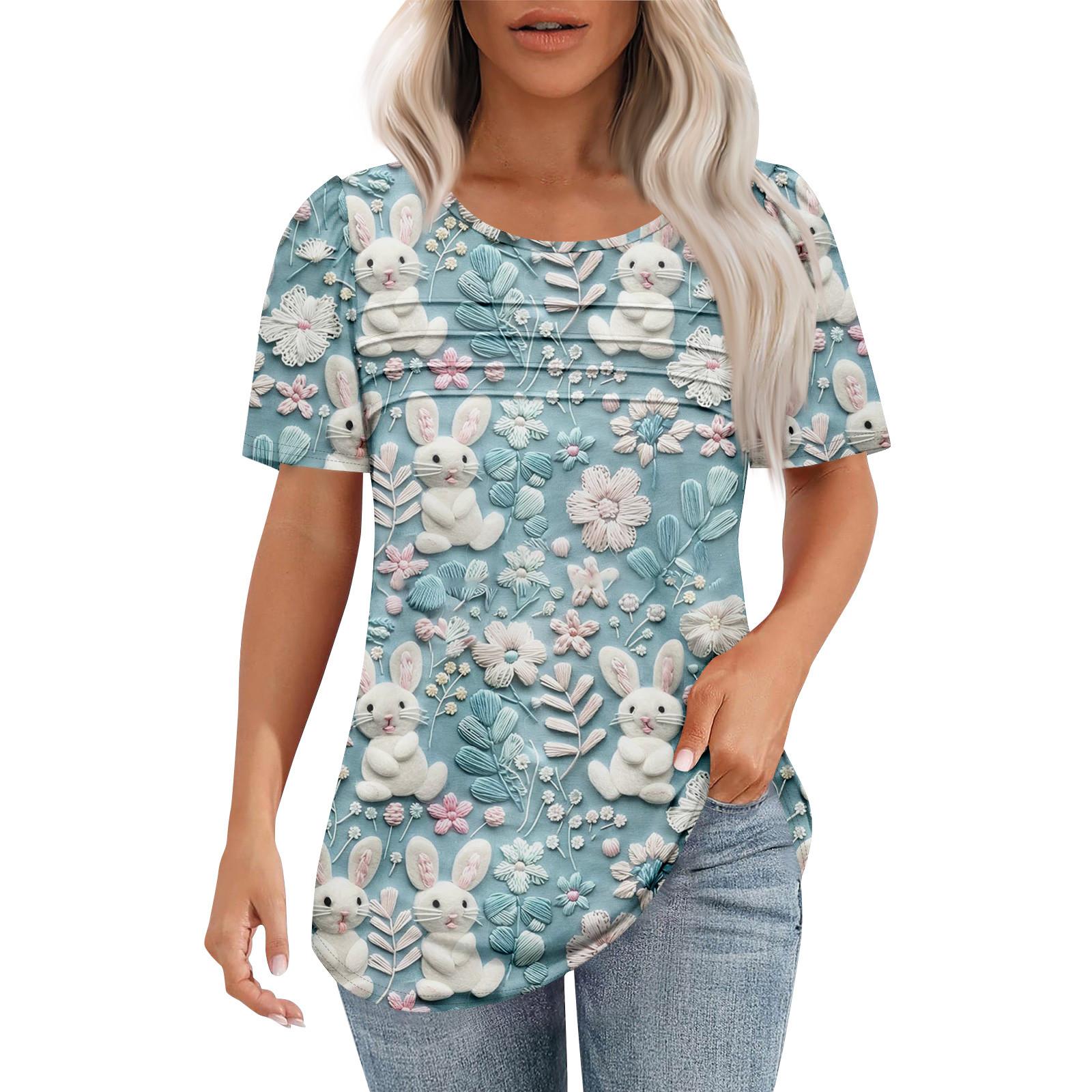 

Женская модная рубашка с круглым вырезом и короткими рукавами в складку XXXL