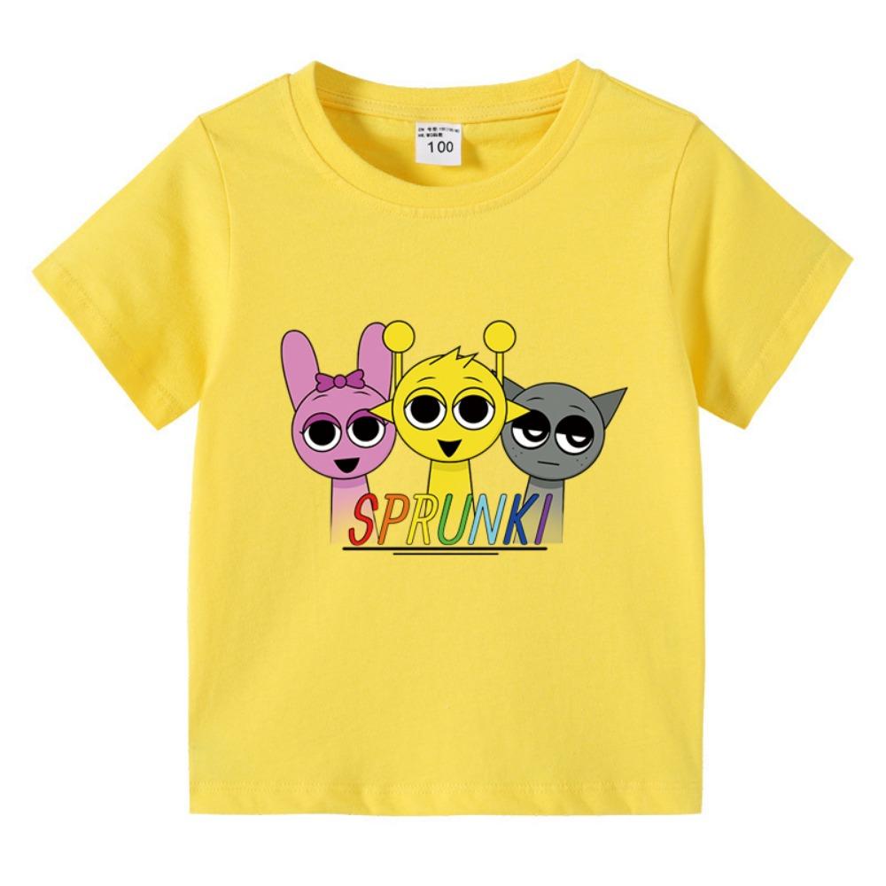 Summer Sprunki Kids Clothes Incredibox Boys Girls T-shirts Cartoon Game Character Print Tops Cool Comfortable Short Gift