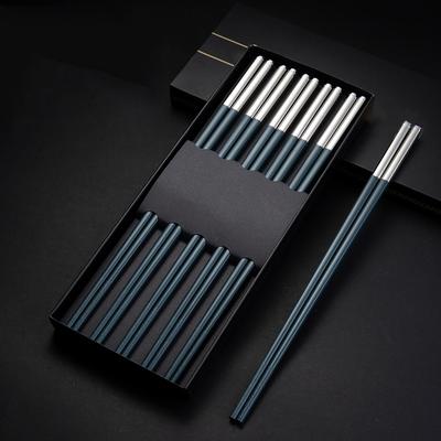 5Pair Alloy Non-slip Stainless Steel Long Chopsticks Home Hotel Restaurant  Portable Healthy Food Stick For Sushi Chopsticks