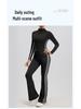 Yoga Flared Pants and Top Striped Slimming Sportswear Set