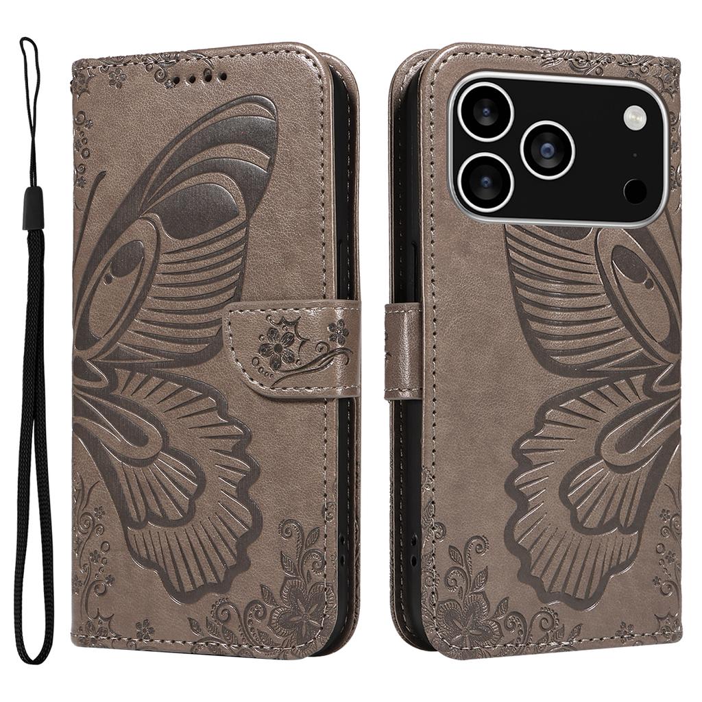 For iPhone 17 Pro Case Butterfly Pattern PU Leather Folio Flip Phone Cover