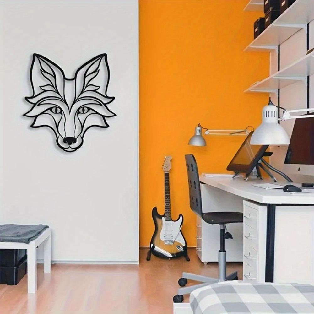 Black Metal Fox Iron Silhouette Wall Art Home Decoration Sculpture