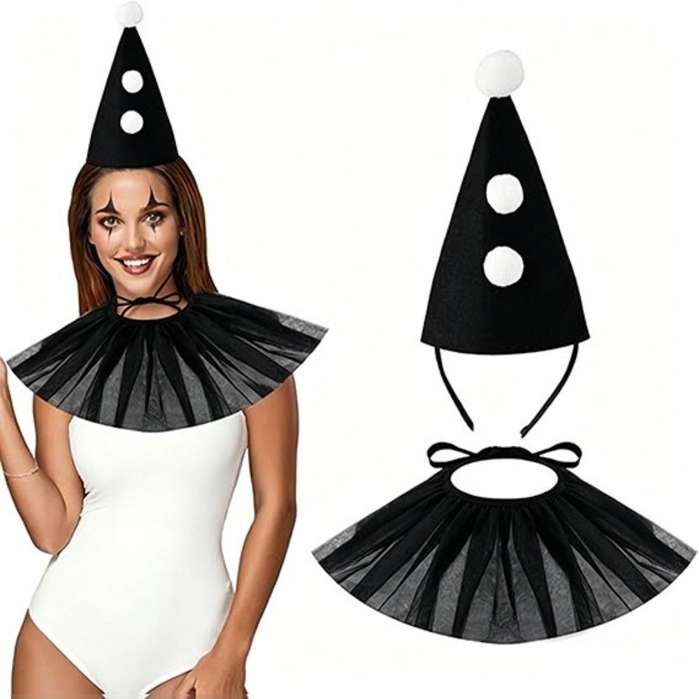 Set 2 Pezzi Fascia Testa da Clown Leggera Papillon Mantello Collare Finto Mantello Set Costume per Giochi di Ruolo Oggetti di Scena per Giochi di Ruolo