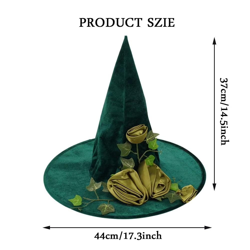 Flower Green Witch Hat Festival Atmosphere Halloween Witch Hat Portable Halloween Costume