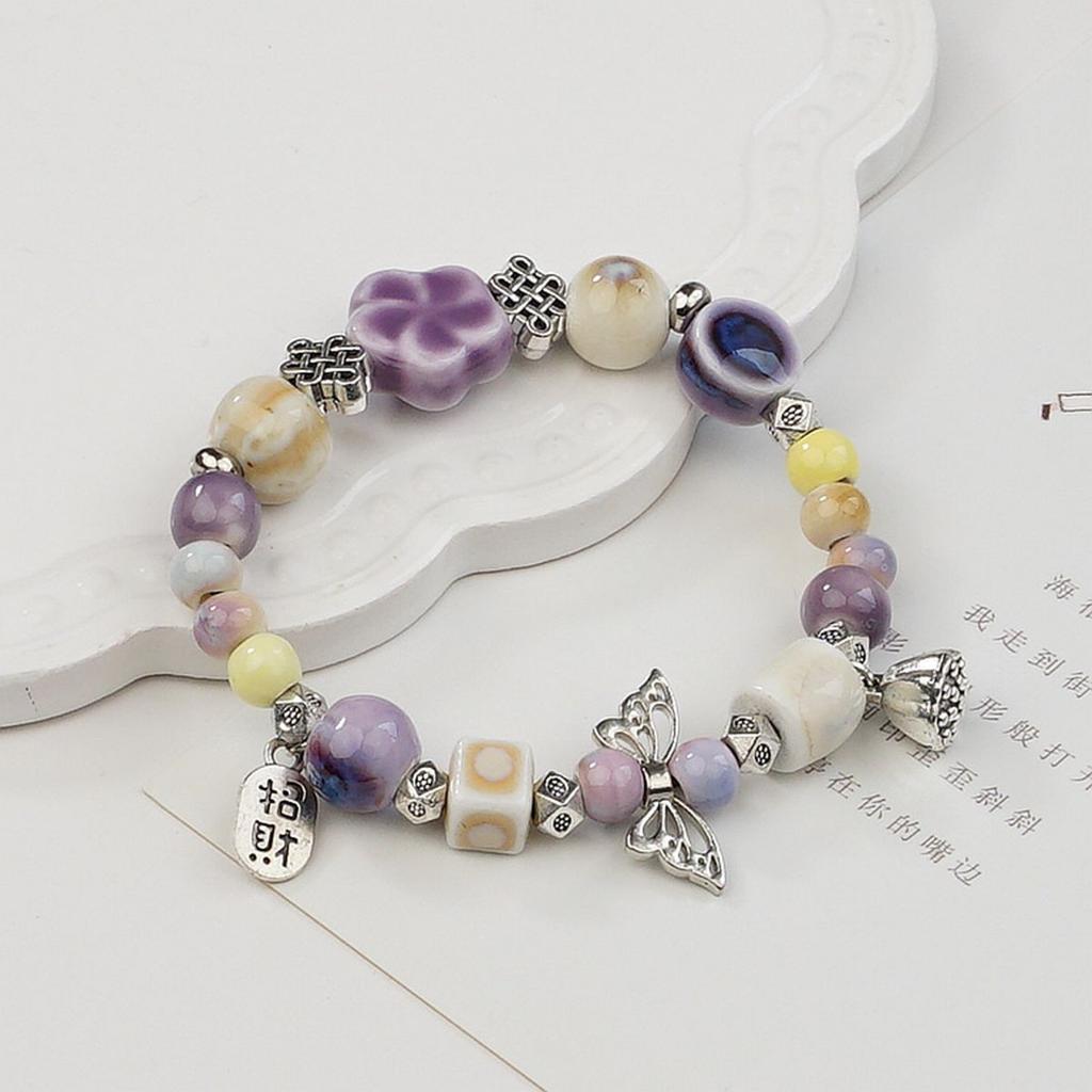 Ceramic beaded bracelet small fresh ancient style national style simple bracelet summer