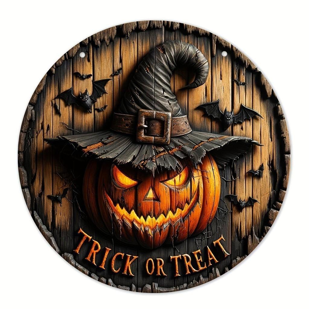 Pumpkin Halloween Wooden Trick Or Treat Decoration Haunted House Door Hangings