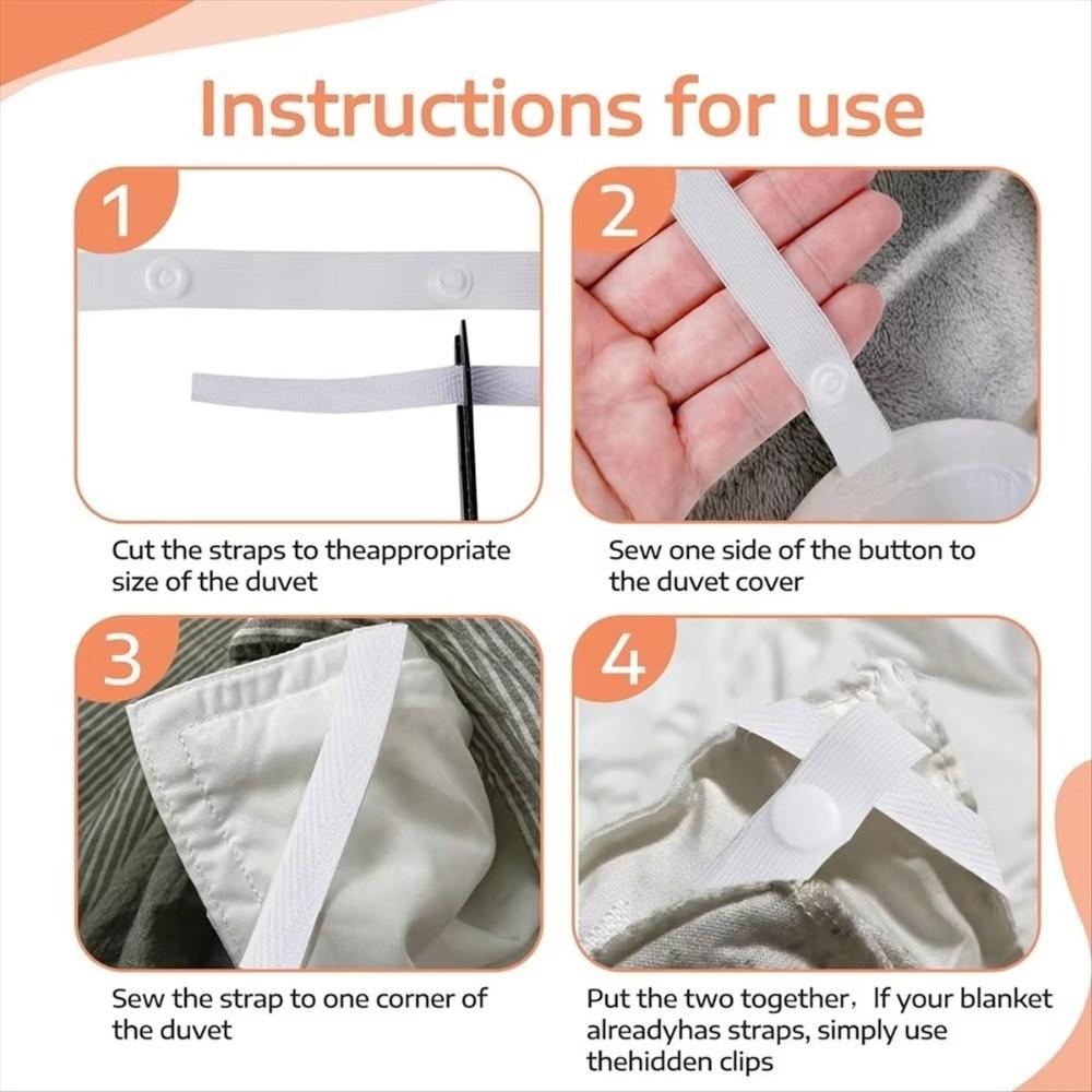 4/8/16PCS Flat Rope Binding Quilt Cover Ties Four Corner Fixed Duvet Snap Clips Quilt Securing