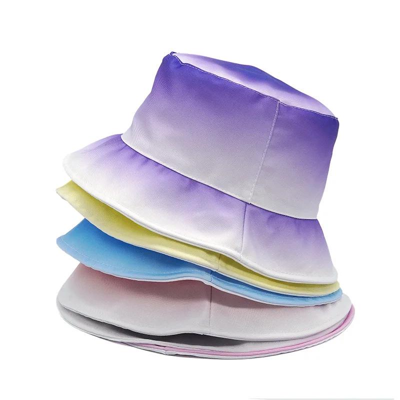 Zealous Sole Women's New Unisex Gradient Fisherman Hat Fashion Beach Sunscreen Bucket Hats Men Outdoor Panama Cap Summer Breathable Sun Caps
