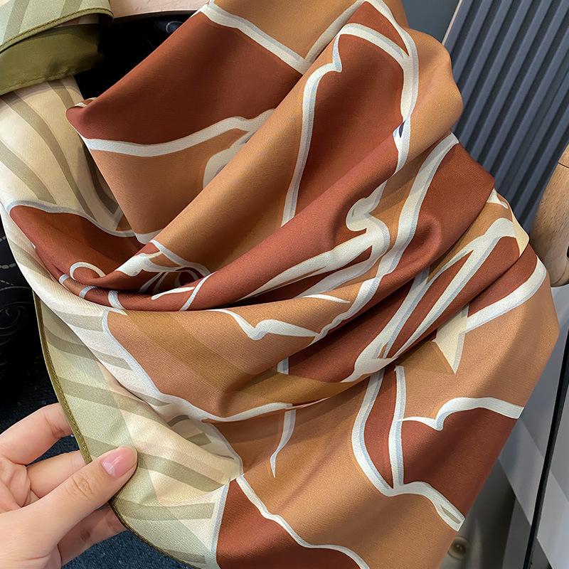 Camellia New Style for Women  Scarf  Scarf  Travel Shawl  Double-sided Printing  Fashionable  Age-reducing  Spring  Autumn  Summer  Universal