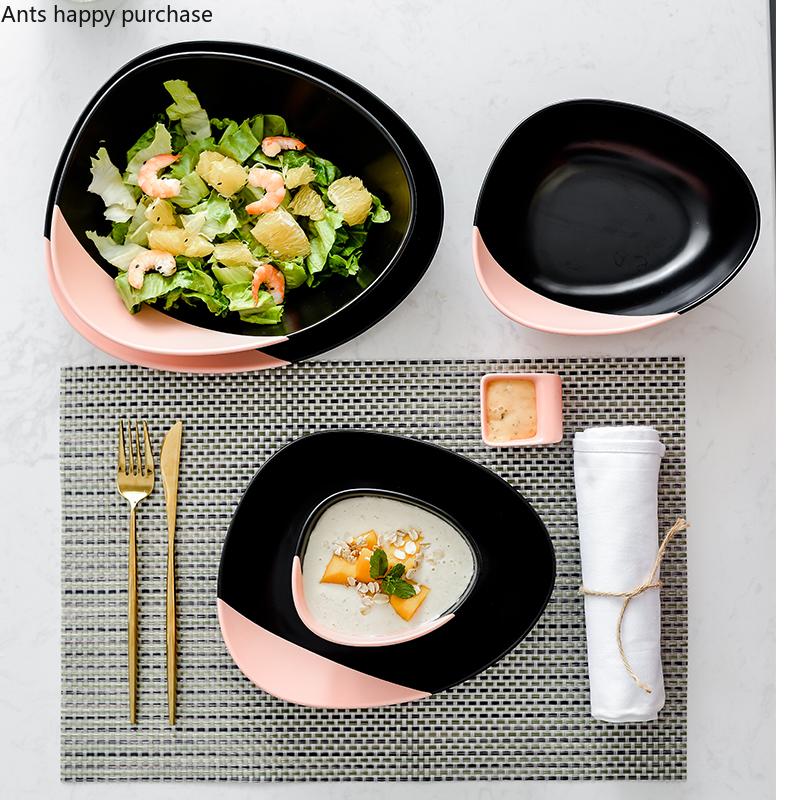 Ceramic Plate Dinner Plate Dishes Fruit Tray Salad Bowl Soup Bowl Noodle Bowls Dessert Plates Snack Tray Decorative Tableware