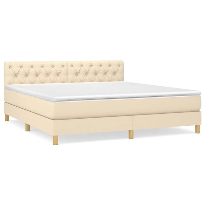 Maison Exclusive - Sommier à lattes de lit avec matelas Crème 160x200 cm Tissu