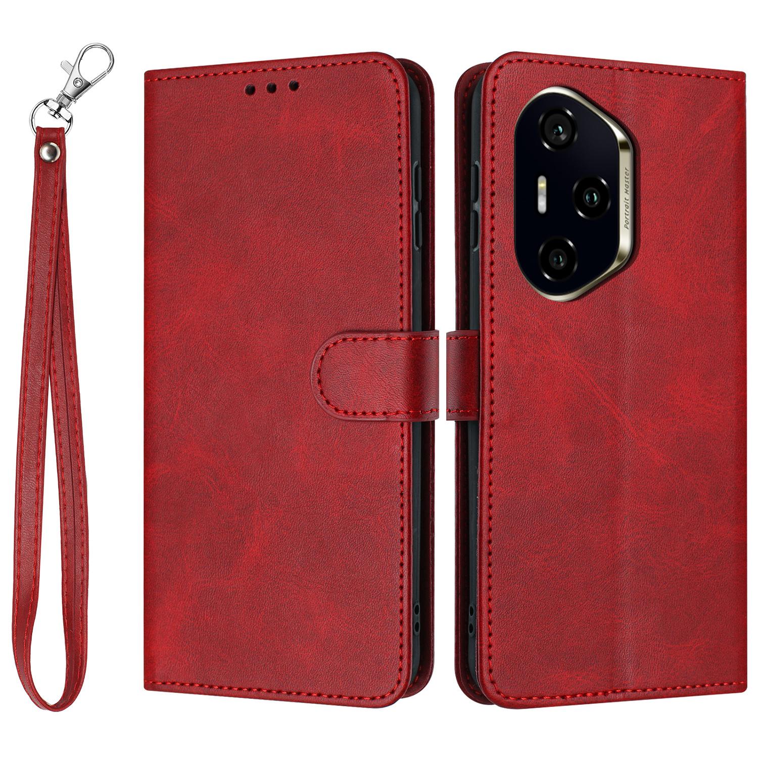 

Для Honor 300 Pro/300 Ultra Чехол-книжка с подставкой из искусственной кожи, чехол-кошелек для телефона с текстурой телячьей кожи Red