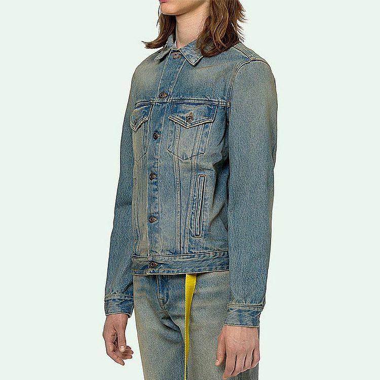 Giacca di Jeans con Nastro Aeroportuale OFF WHITE OMYE005S203860037388