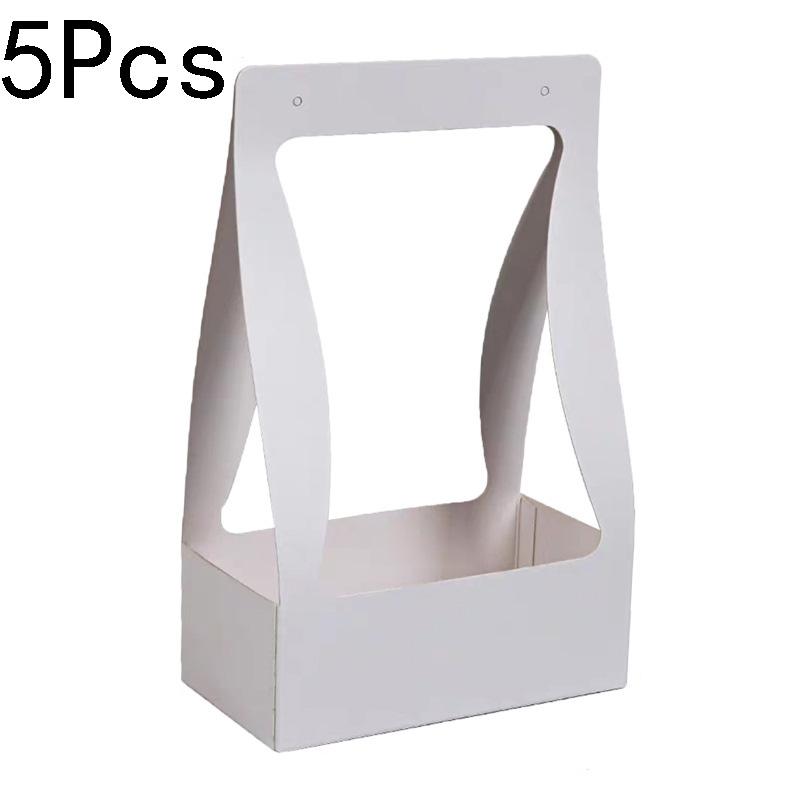 5Pcs Holiday Gift Elegant Design Double Sided Convenient Kraft Paper Portable Wrapping Box Water Proof Flower Basket