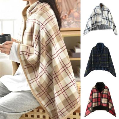 Winter Throw Blanket Plaid Super Soft Polar Fleece Thermal Insulation Single-Breasted Shawl