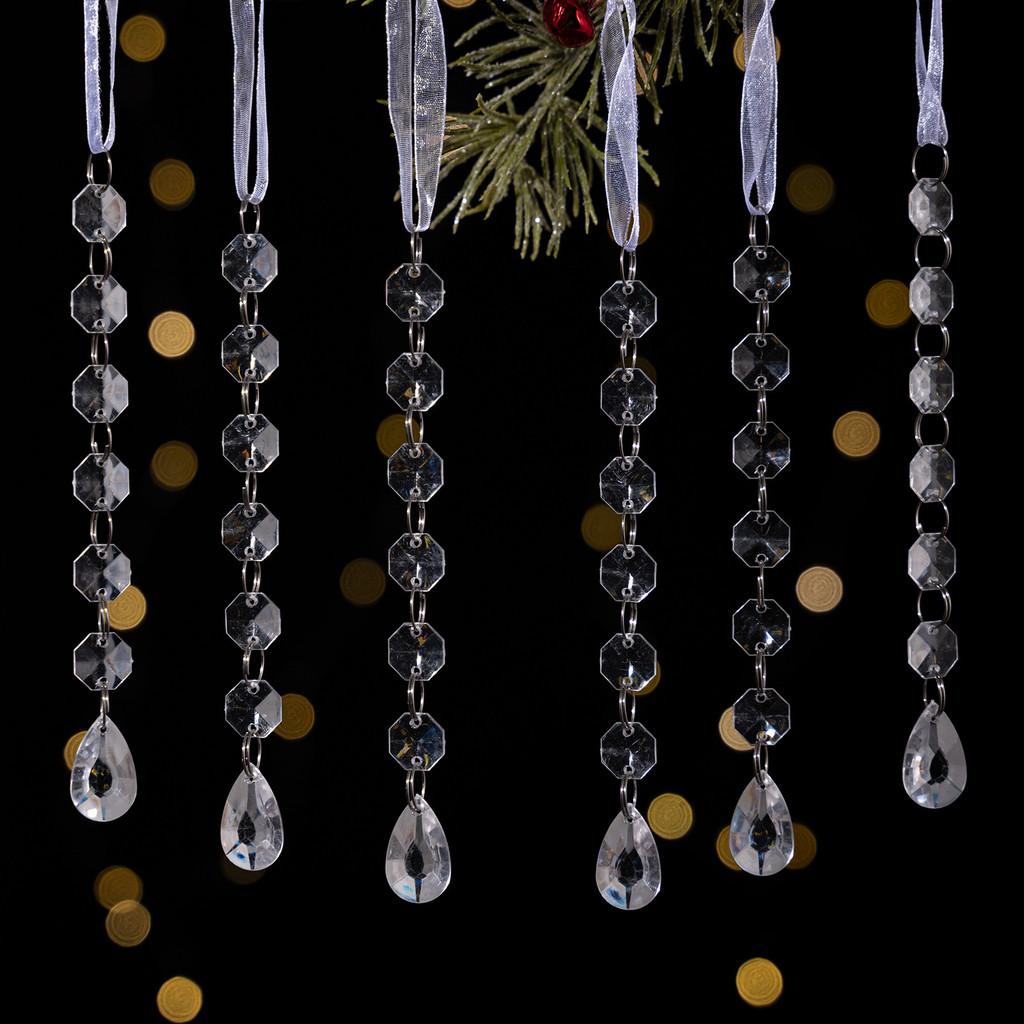 Christmas Acrylic Icicle Hanging Decorations Pendant With Snowflake Design For Festive Tree Decor