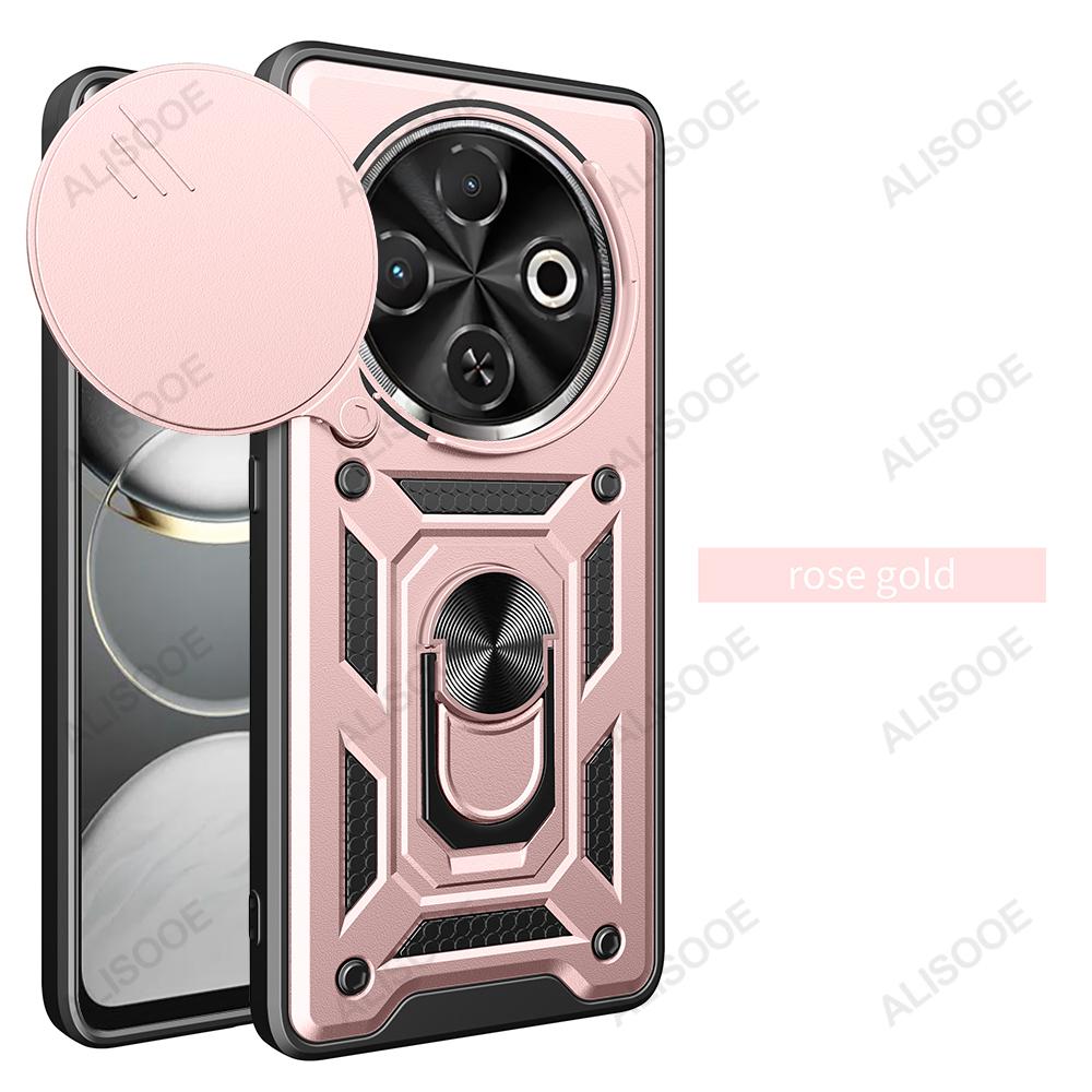 Armor Funda for Tecno Spark 30C 4G (KL5, Kl5n) Case Slide Camera Lens Protect Ring Stand Back Cover for Tecno Spark 30C Capa
