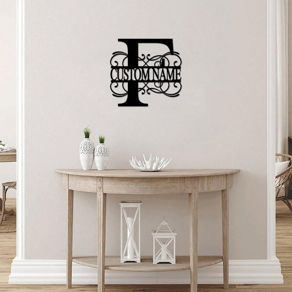 Personalized Metal Wall Art Custom Initials Family Name Light Beam Design Iron Steel Decor Home Porch Garden Gift Birthday