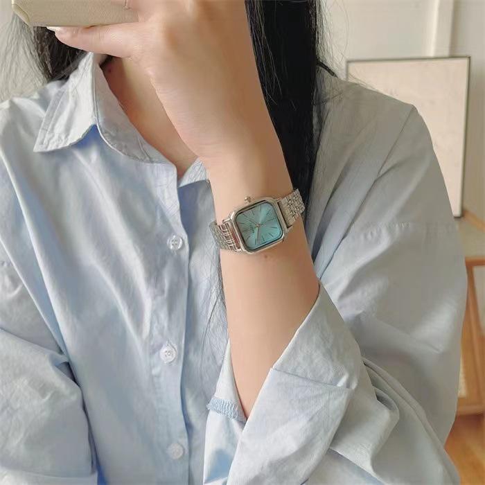 New Fashion Square Dial Ladies' Quartz Watch with Steel Band – Versatile and High-End