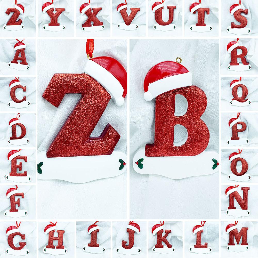 Beautifully Handpainted Crafted Resin Christmas Ornaments With 26 Alphabet Letters A To Z For Decor Stylish