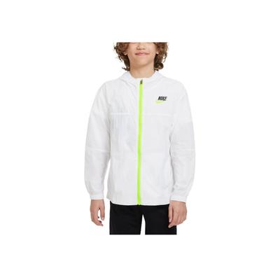 Moletom com Capuz e Zíper Cor Sólida Logo Estampado Jaquetas Infantis Branco FB2017-100