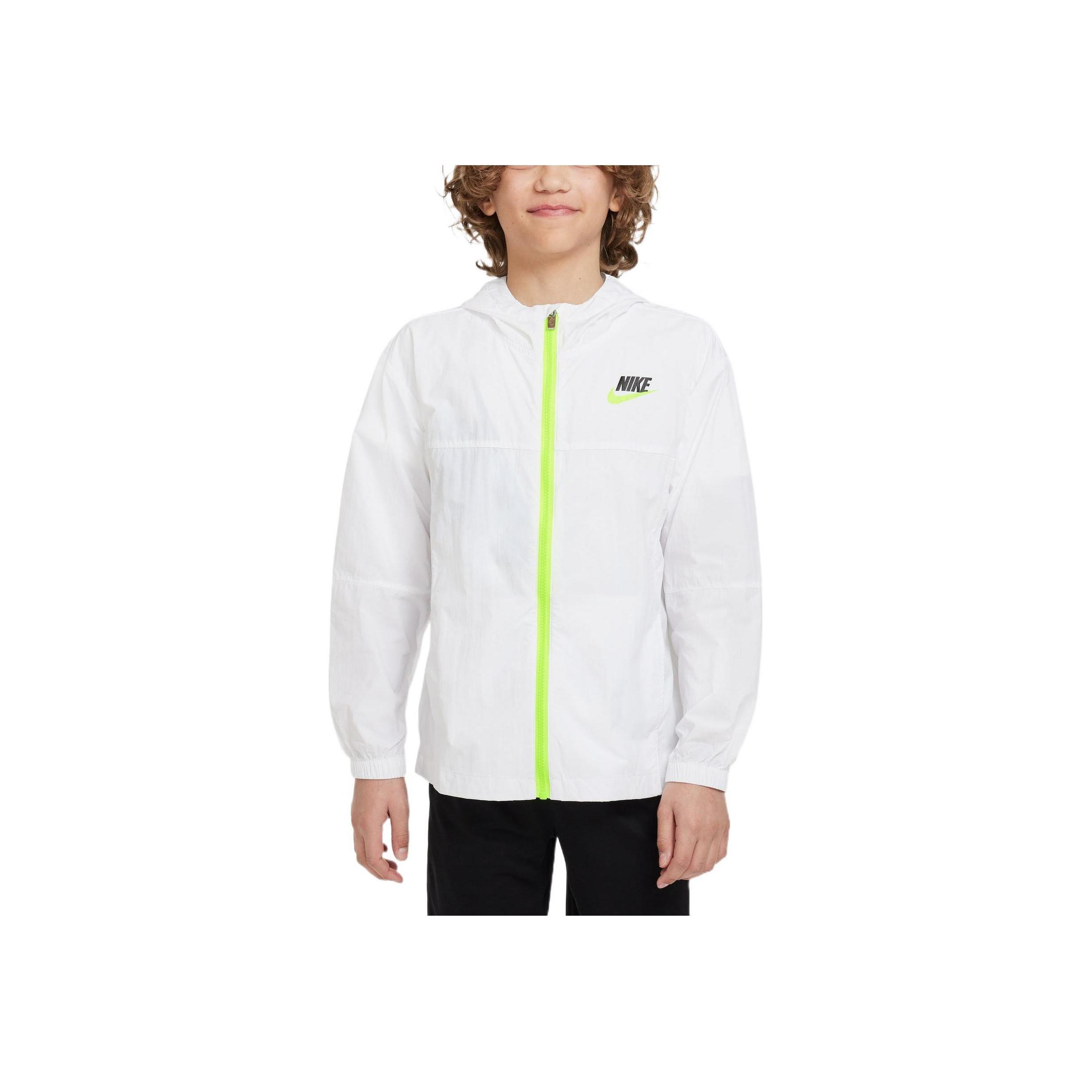 

Худи на молнии Nike однотонное с принтованным логотипом для детей, куртки, белое FB2017-100 L