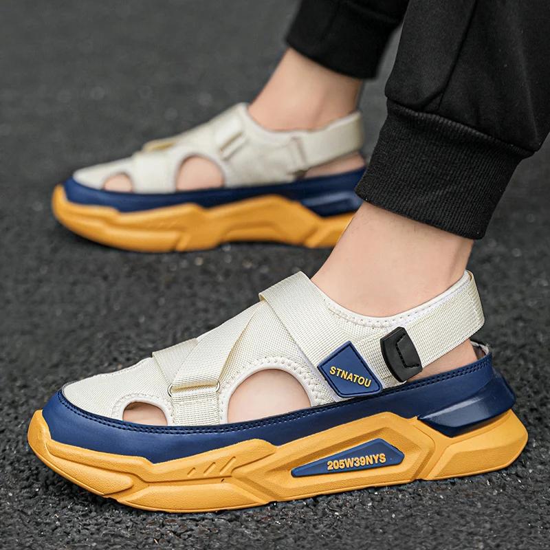 BKQU Fashion Designer Men's Sandals Breathable Casual Shoes for Men Outdoor Non Slip Beach Sandals  New Male Platform