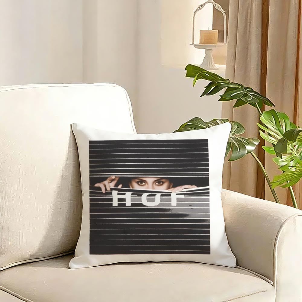 Trend HHUF Tide Cushion Cover Reversible Plush Pillow Cover Soft Fluffy Home Decor for Sofa Bedroom