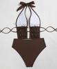 Women's Swimsuit Sexy Solid Color Halter Neck Strappy One-piece Swimsuit Bikini Beachwear