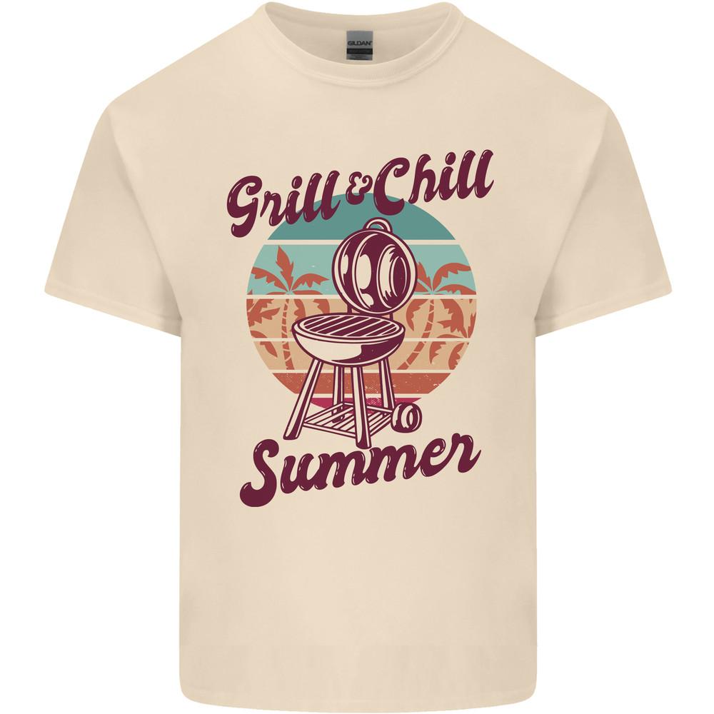 Chill & Grill Funny Summer BBQ Braai Mens Light Cotton T-Shirt Unisex T-Shirt L