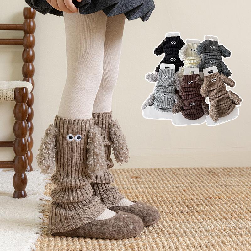 Süße Rüschen-Welpenohren-Beinwärmer im koreanischen Stil für Mädchen - Herbst/Winter Mittelschritt-Stricksocken