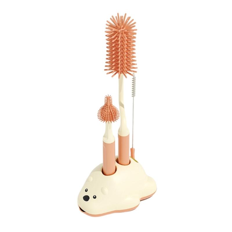 4PCS Silicone Bottle Cleaning Brushes Kit Heat Resistant Nipple Brushes For Newborn Care Essential