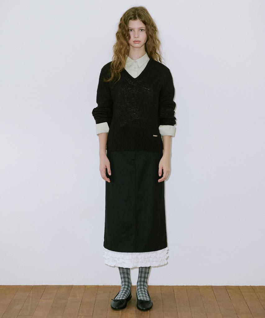 Sinun Frill Long Skirt (Black)