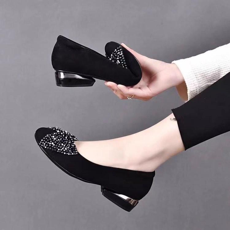 Silver bow single shoes women's autumn outer wear 2025 new round head low heel matte soft sole casual one-pedal single shoes