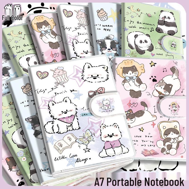 A7 Cute Cartoon Pocket Notebook - Portable Notepad with Plastic Cover for Office & Kindergarten Prize