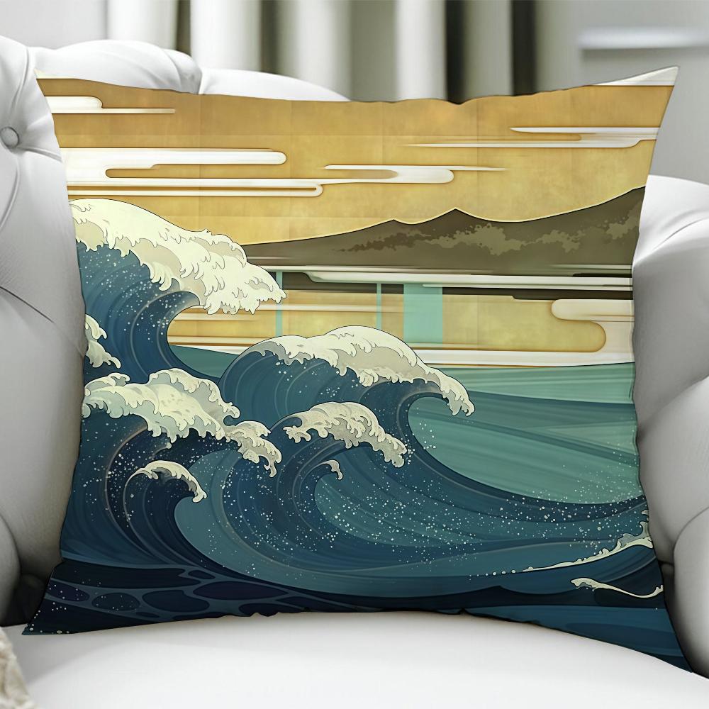 Japan The Great Wave KKanagawa Cushion Cover Birthday Anniversary Gifts Double Sided Printed Zipper Cushion Cover