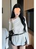 Korean Style One-Shoulder Long-Sleeve Women's T-Shirt, Slimming and Flattering Autumn Base Layer with Belt, Beautiful New Arrival