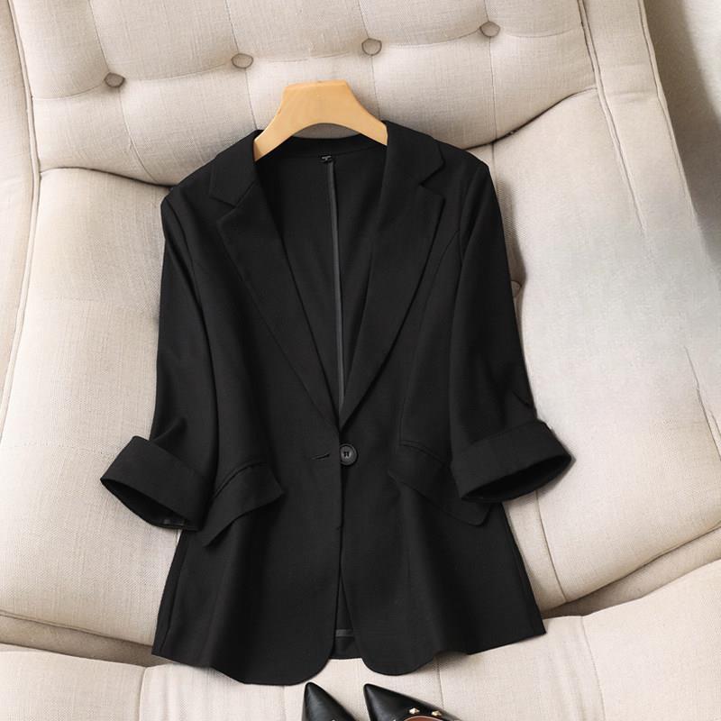 Office Ladies Blazer  Casual Three Quarter Sleeves Summer Jacket