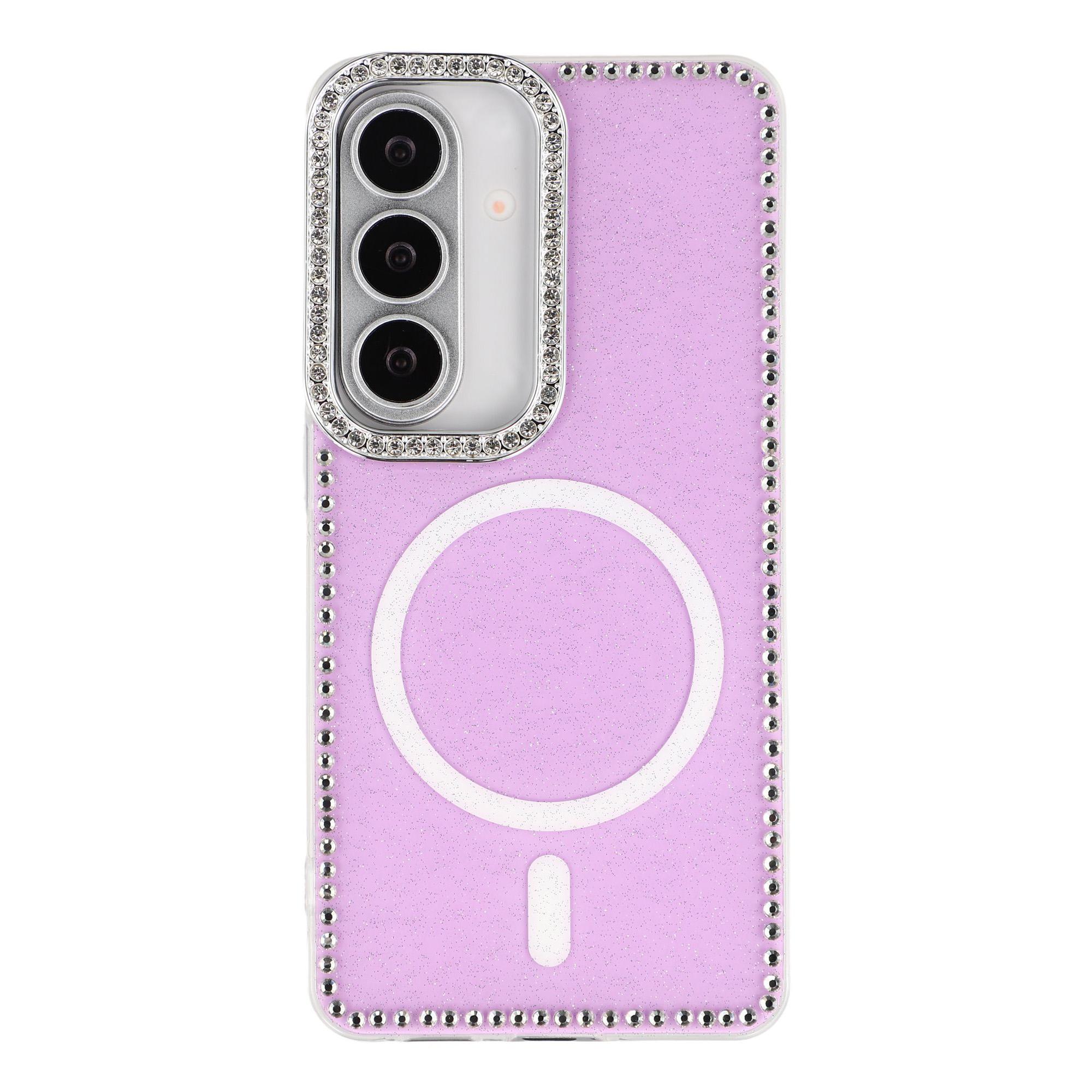 For Samsung Galaxy S26 Pro / S26 Magnetic Case Rhinestone Edge Glitter Back TPU + PC IMD Phone Cover