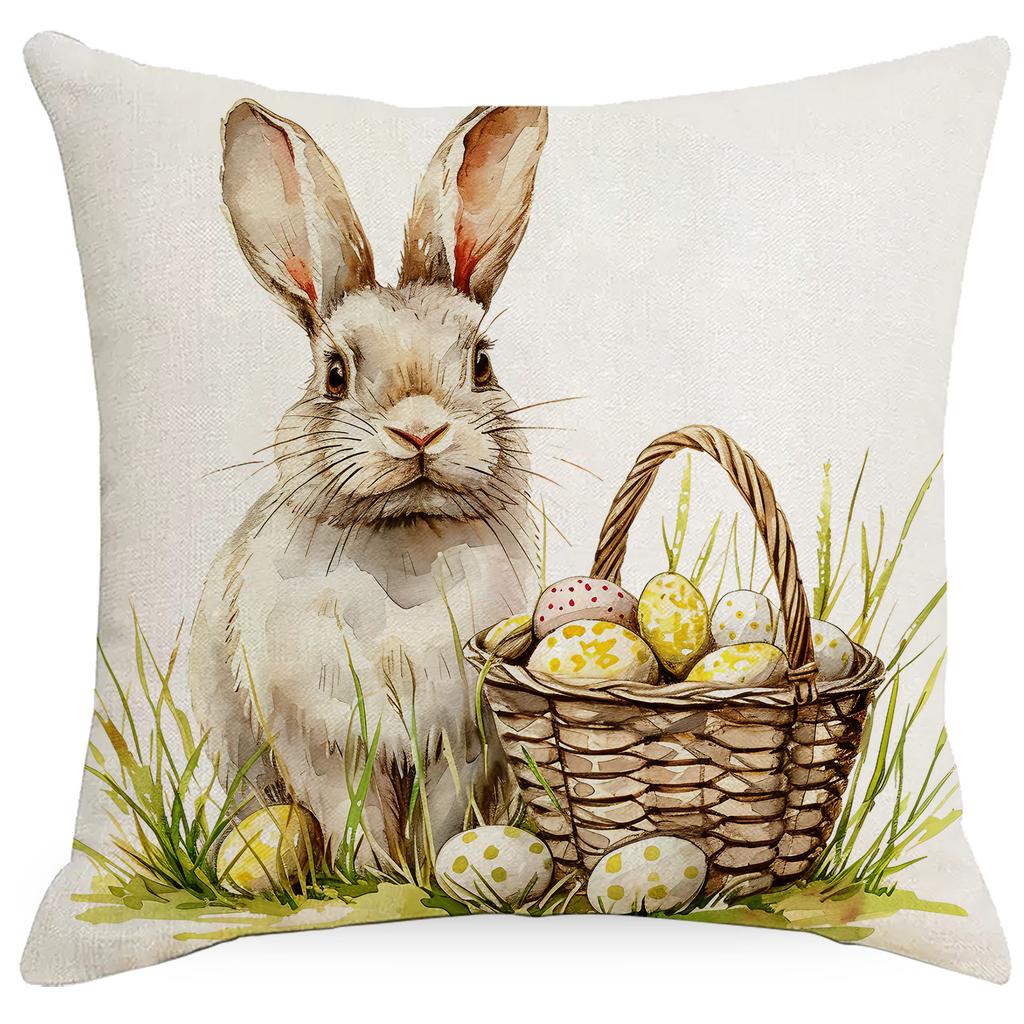 New Easter Pillowcase Country Cartoon Rabbit Easter Egg Pillowcase Sofa Cushion Pillowcase