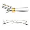 Unisex Reading Glasses with Pen Tube Case Portable Presbyopic Glasses Metal Case Spring Hinge Eyeglasses Vision Care +1.00~+4.00